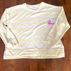Southern Spirit Butter Yellow Striped Terry Knit Sweater NWT
